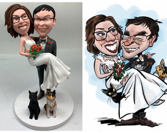 Unique wedding gifts idea personalized gifts for groom bride create your own Custom cartoon wedding cake toppers from example photo