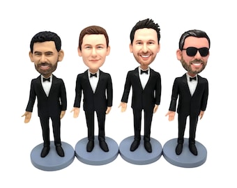 Groomsmen Gifts From Photo – Personalized Bobbleheads Gift Set, Best Man Gift, Custom Groomsman Gifts, 10 Day Rush Order Available