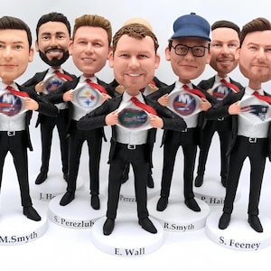 Groomsmen Gift Groomsman bobble head set 3-30 Personalized Gifts Cool Groomsmen bobbleheads with any logo on chest, Groomsmen Gifts GM9 Min3