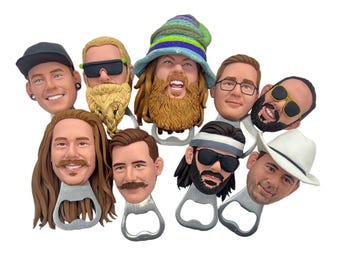 Custom Groomsmen Gifts from Photo – Personalized Bottle Opener Bobbleheads Set (3+), Unique Wedding Party Gifts