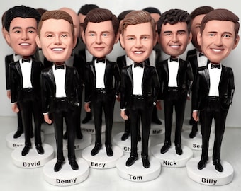 Groomsmen Gifts Set 3-30 Groomsman Bobble head Best Men Gifts With Automatic Quantity Discount, 7" Groomsman bobbleheads Gominime