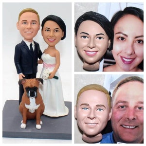 Personalized cake toppers for wedding with dog pet wedding cake toppers figurines image 1