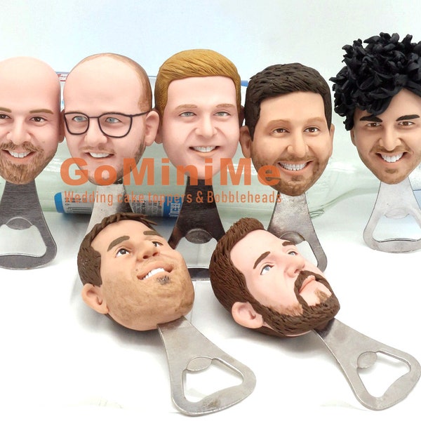 Personalized Groomsmen Bottle Opener: Custom Photo Polymer Clay Gift
