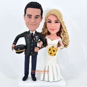 Personalized Wedding Cake Toppers: Military Groom, Custom Figurines