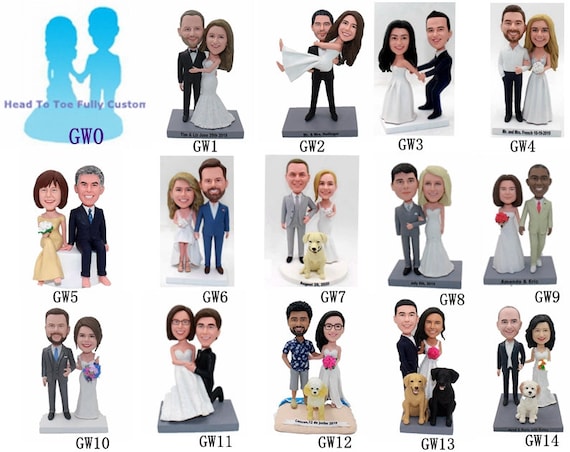 Handmade Couple Bobbleheads Figurines, Personalized Polymer Clay Bobble Head, Couple Figuries Make From Photo, Personalized Gifts For Couple
