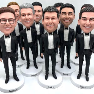 Groomsmen Bobbleheads Personalized Groomsmen Gift set of 1-20 Bobble head Figurines, Custom Wedding Gifts For Groomsmen Best man GM1192