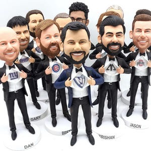 Groomsmen Gift set of 3-30 Groomsman bobble head Best man gifts Best men bobbleheads Groomsmen bobble head with any team logo Gominime314