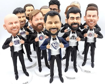 Groomsmen Gift set of 3-40 Groomsman bobble head Best man gifts Best men bobbleheads Groomsmen bobble head with any team logo Gominime314