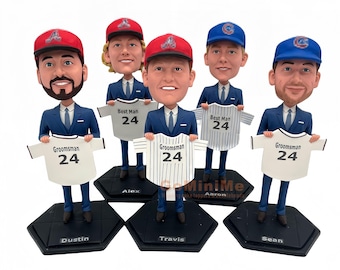 Groomsmen Gifts 1-30 Groomsman Bobbleheads, Groomsman Holding Their Own Baseball Jersey Make From Photo, Custom Groomsmen Gift Gominime 1584