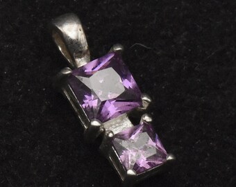 Vintage Purple Cubic Zirconia Sterling Silver Pendant