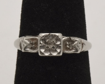 Vintage 14 kt witgouden ring - maat 6 - ONTBREKENDE STENEN