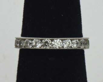 Vintage Channel Set Cubic Zirconia Sterling Silver Band