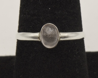 Vintage Rock Crystal Sterling Silver Ring - Size 8.25