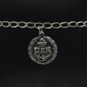 Sterling Silver / Charm Bracelet / US Navy / 19 Charms Sterling Silver / Charm Bracelet / US Navy / 19 Charms