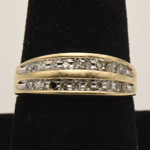 Vintage 10k Gold and Diamonds Ring - Size 8.75 - Missing Stone