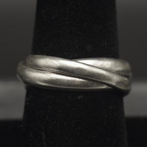 Vintage Handmade 950 Silver Interlocking Bands Ring - Size 8