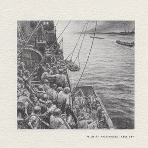 Vintage WWII Medical Art Lithograph "Priority Passengers" by Kerr Eby