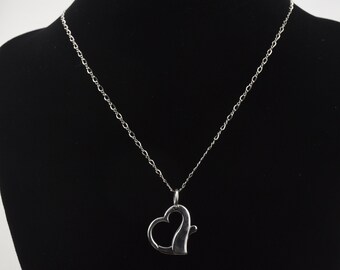 Sterling Silver Hinged Heart Pendant on Sterling Silver Chain Necklace