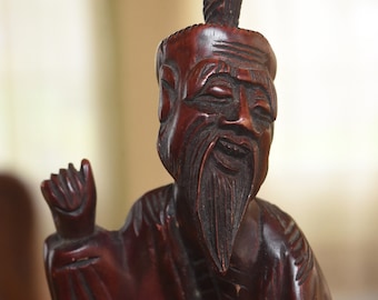 Chinesische geschnitzte Holz Fisherman Skulptur