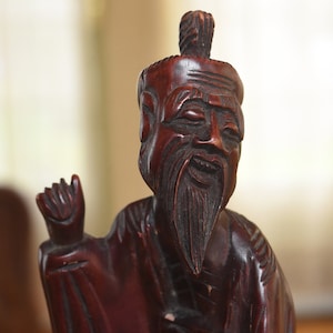 Chinese Carved Wood Fisherman Sculpture