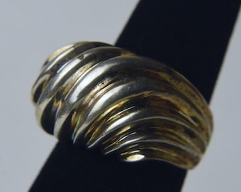 HEAVY Sterling Silver Modern Design Ridged Ring - Size 6.75