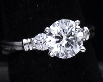 Diamonique - Sterling Silver Cubic Zirconia Ring - Size 6.25
