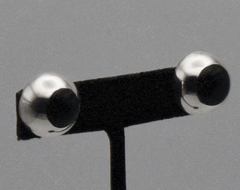 Vintage Handmade Sterling Silver and Black Onyx Stud Earrings