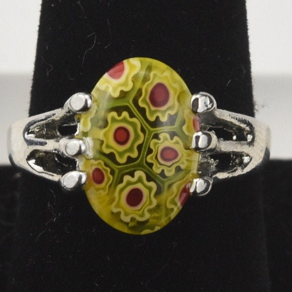 Yellow Glass Millefiori Ring