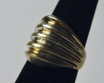 Sterling Silver Modern Angled and Ridged Ring - Size 6.75
