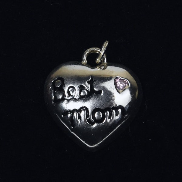 Sterling Silver "Best Mom" Heart Pendant