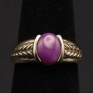 Vintage Synthetic Star Ruby Gold Tone Sterling Silver Ring - Size 5.75