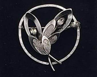 Carl-Art - Vintage Sterling Silver Rhinestone Bouquet Brooch