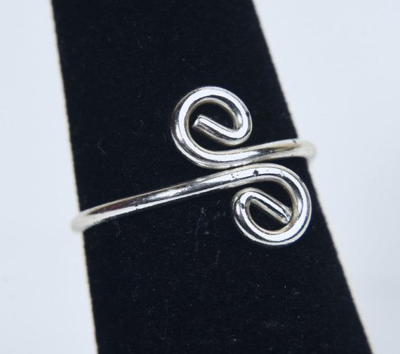 Vintage Sterling Silver Split Shank Wire Spiral R… - image 1