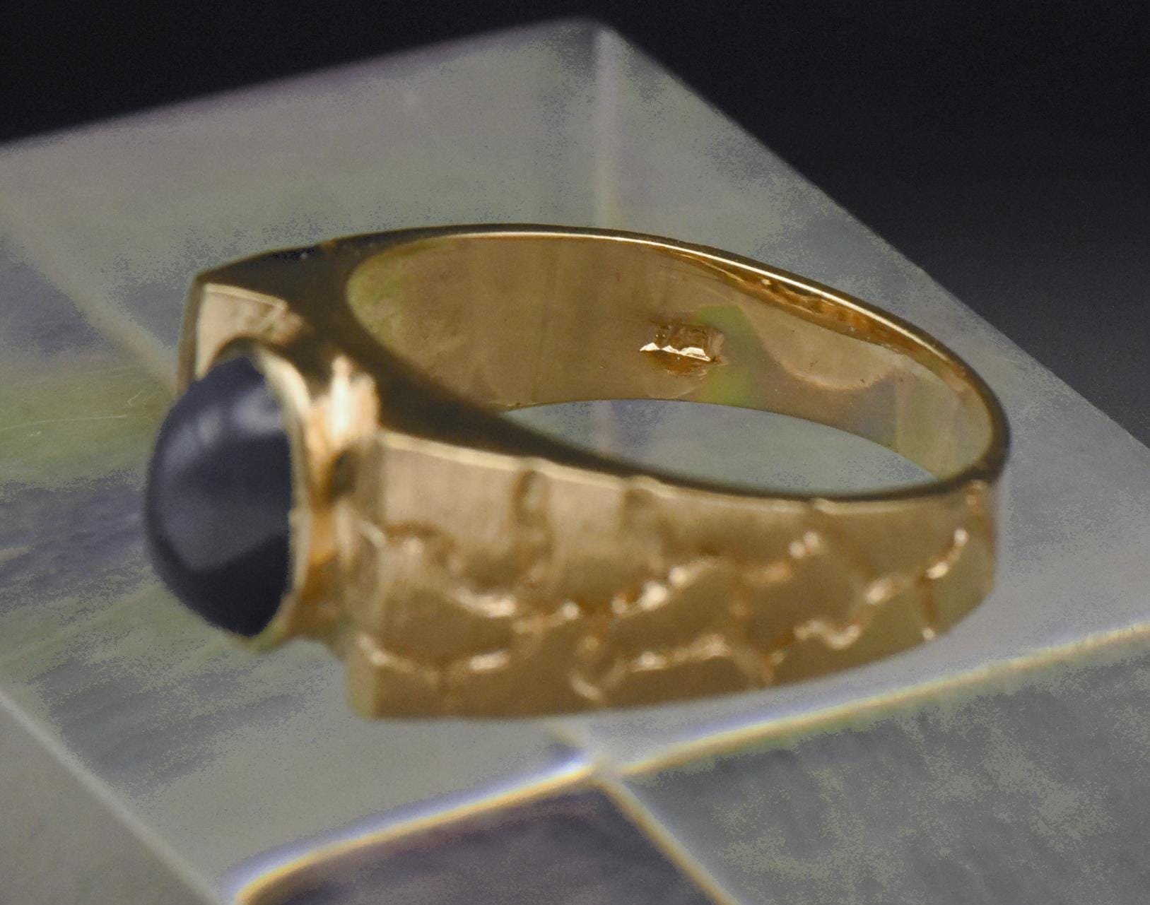 Saleman Rind Vintage Synthetic Star Sapphire Gold Plated Salesman Sample Ring - Size ...