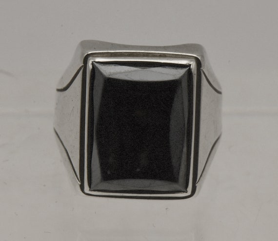 Uncas - Vintage Hematite Sterling Silver Ring - S… - image 6