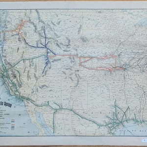 Antica mappa "The Union Pacific System of Railroad and Steamship Lines 1901"