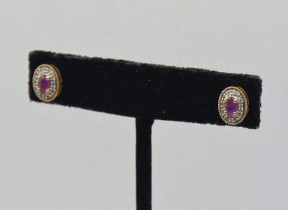 Vintage Synthetic Ruby and Topaz Gold Tone Sterli… - image 4