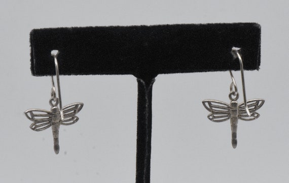 Vintage Sterling Silver Dragonfly Earrings - image 6
