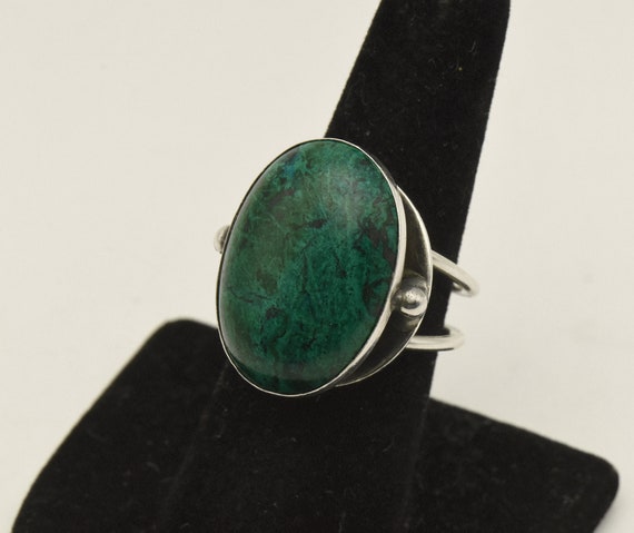 Vintage Handmade Chrysocolla Sterling Silver Adju… - image 4