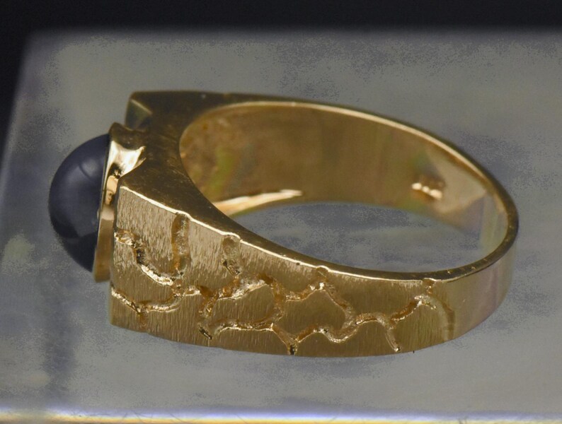 Saleman Rind Vintage Synthetic Star Sapphire Gold Plated Salesman Sample Ring - Size ...