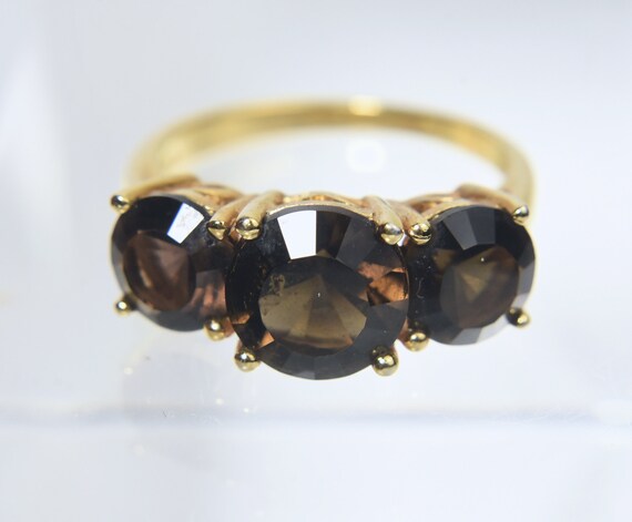 Gold Vermeil Smoky Quartz Ring - Size 7.75 - image 4