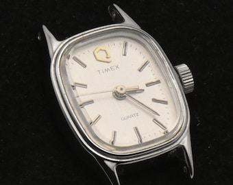 Timex - Vintage Silver Tone Metal Analog Quartz Movement Watch Face - MISSING BACK