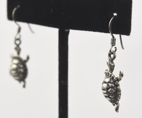 Silver Dangle Tortoise Earrings - image 2
