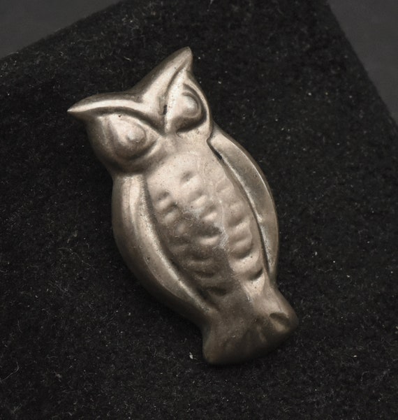 Vintage Handmade Sterling Silver Owl Pendant - image 2