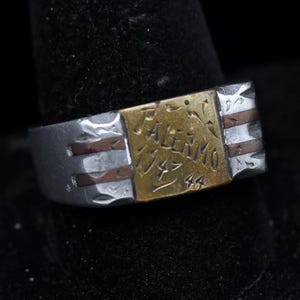 Bague de campagne italienne d&#39;art trench fait main de la Seconde Guerre mondiale, vintage - Taille 11