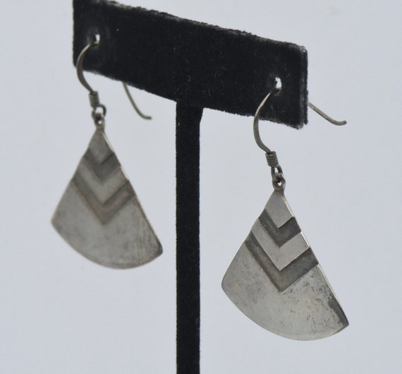 Vintage Sterling Silver Triangular Dangle Earrings - image 5