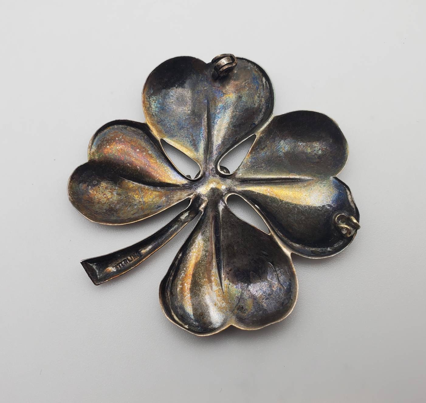 希少 Vintage   425 Brooch 925 Eisenberg Original Sterling Silver Clear Rhinestone Brooch