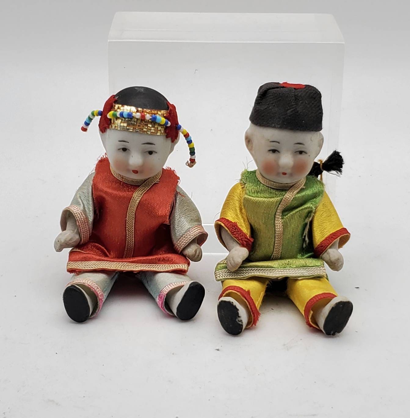 ペアユカタドール Vintage Pair of Japanese Porcelain Dolls in Wicker Basket - Etsy