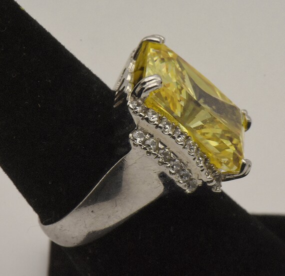 Vintage Sterling Silver Canary Yellow Cubic Zirco… - image 5