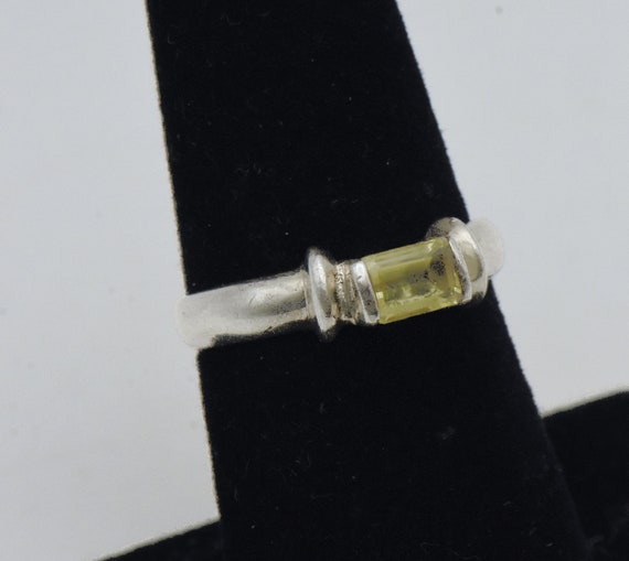 Vintage Sterling Silver Imitation Citrine Ring - … - image 2